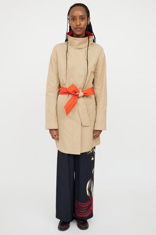 Akris Beige & Orange Reversible Trench Coat