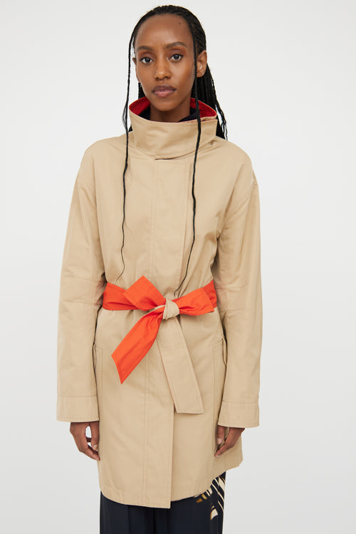 Akris Beige & Orange Reversible Trench Coat