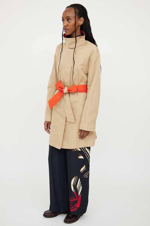 Akris Beige & Orange Reversible Trench Coat