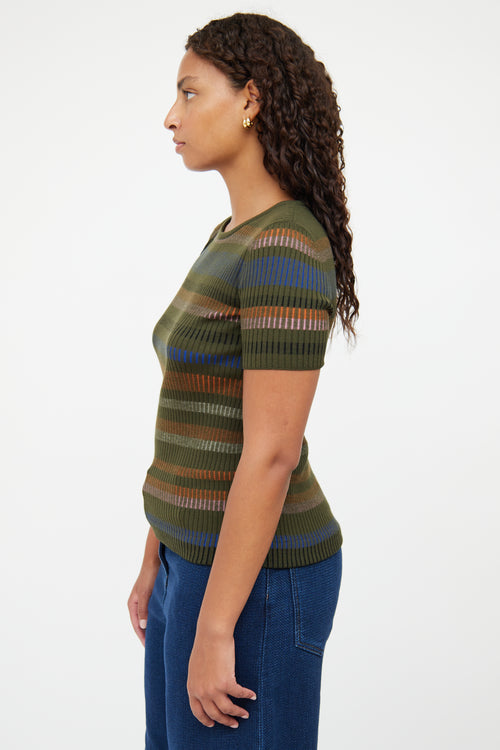 Akris Green Multi Colour Ribbed Top