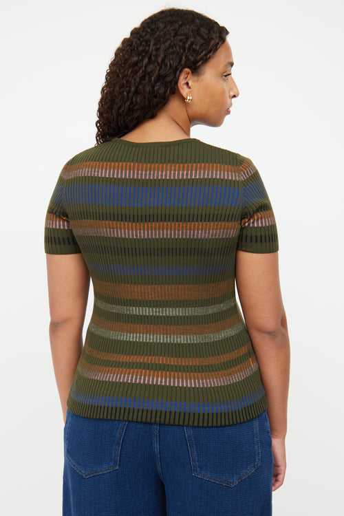 Akris Green Multi Colour Ribbed Top