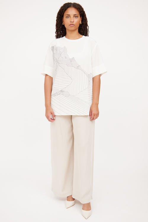 Akris White & Black Pattern Blend Top