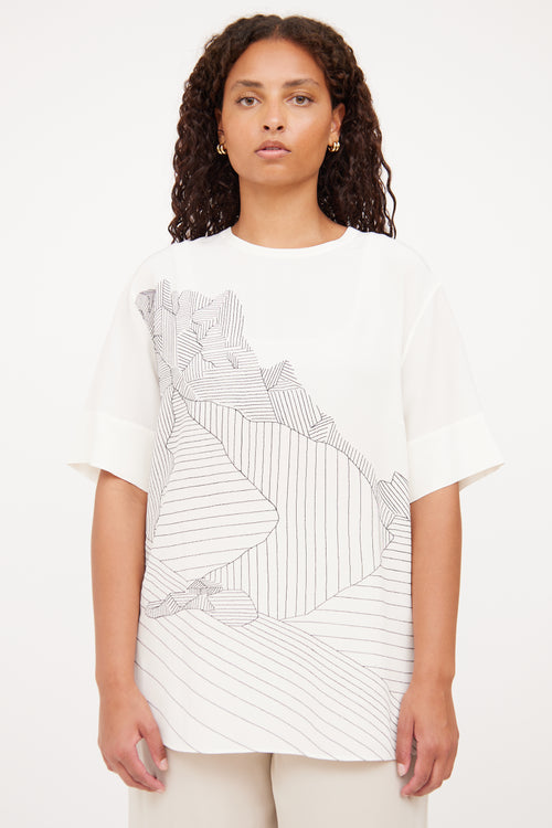 Akris White & Black Pattern Blend Top