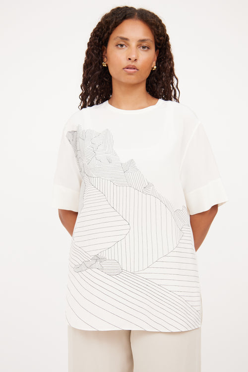 Akris White & Black Pattern Blend Top