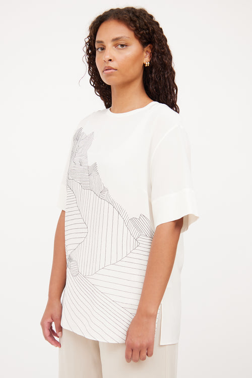 Akris White & Black Pattern Blend Top