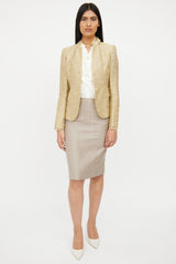Akris Beige Woven Satin Blazer