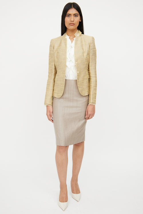 Akris Beige Woven Satin Blazer