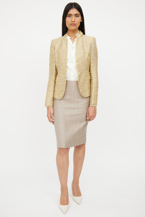 Akris Beige Woven Satin Blazer