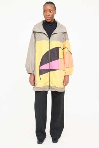 Akris Colourblock Hood Zip Coat