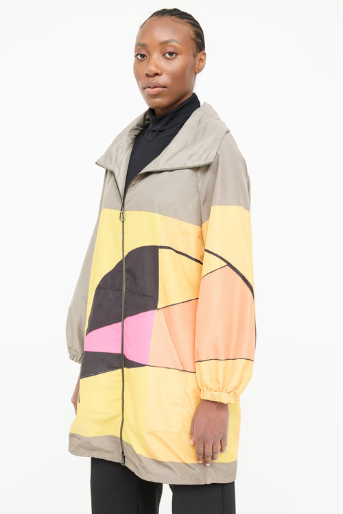 Akris Colourblock Hood Zip Coat