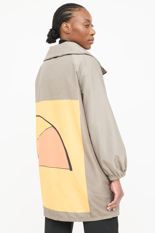 Akris Colourblock Hood Zip Coat