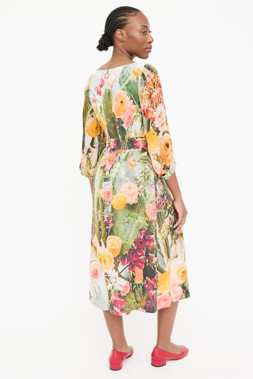 Akris Silk Floral Long Sleeve Dress