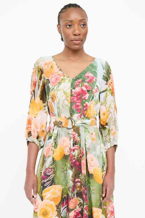 Akris Silk Floral Long Sleeve Dress