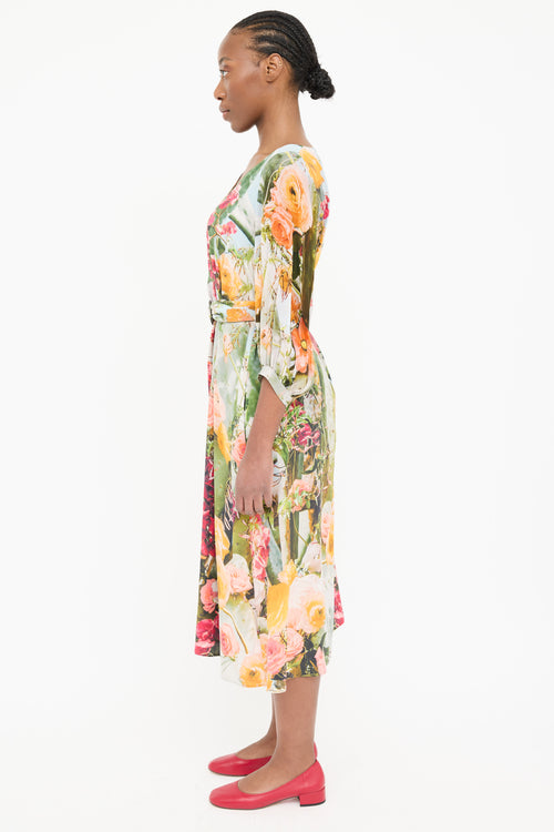 Akris Silk Floral Long Sleeve Dress
