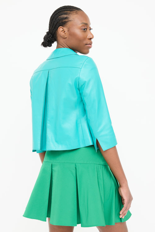 Akris Leather Crop Zip Jacket