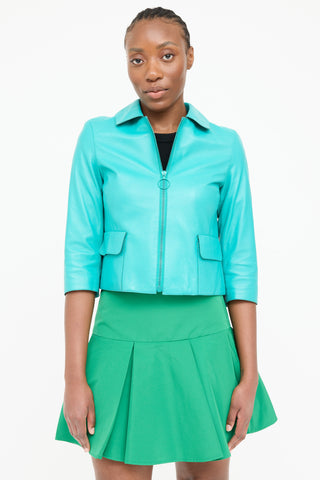 Akris Leather Crop Zip Jacket