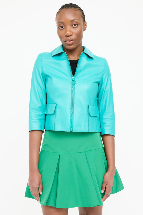 Akris Leather Crop Zip Jacket
