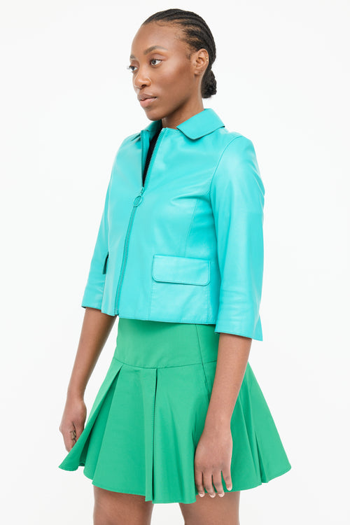 Akris Leather Crop Zip Jacket