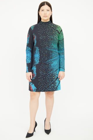 Akris Black Mock Neck Abstract Print Dress