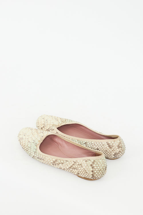 Alaïa Beige Embossed Leather Flat