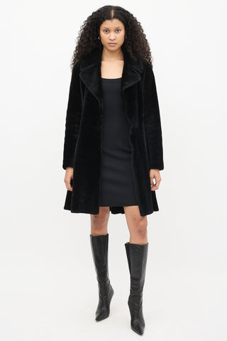 Alaïa Black Fur Long Flared Coat