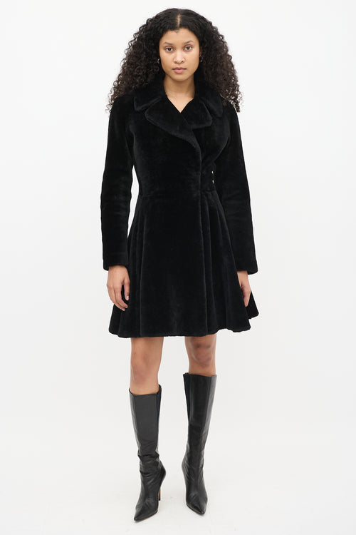 Alaïa Black Fur Long Flared Coat