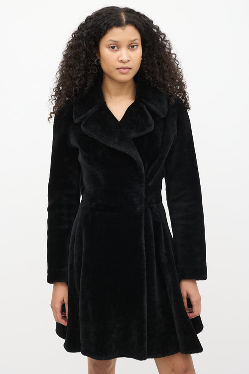 Alaïa Black Fur Long Flared Coat