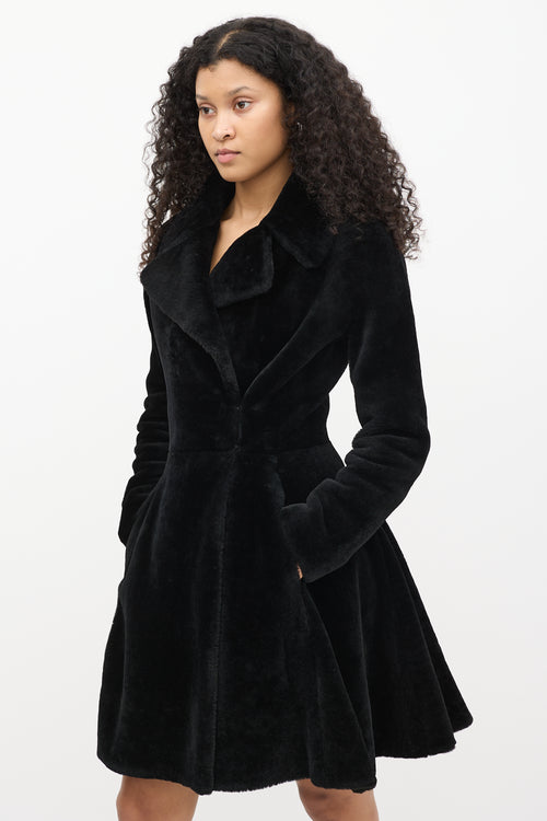 Alaïa Black Fur Long Flared Coat