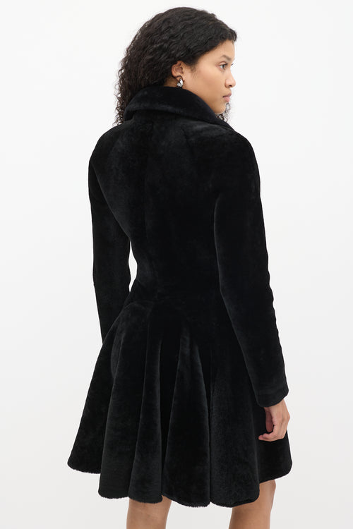 Alaïa Black Fur Long Flared Coat