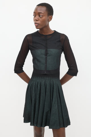 Alaïa Black & Green Sheer Overlay Co-Ord Set