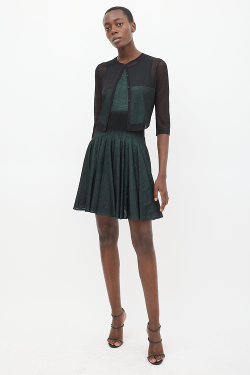 Alaïa Black & Green Sheer Overlay Co-Ord Set