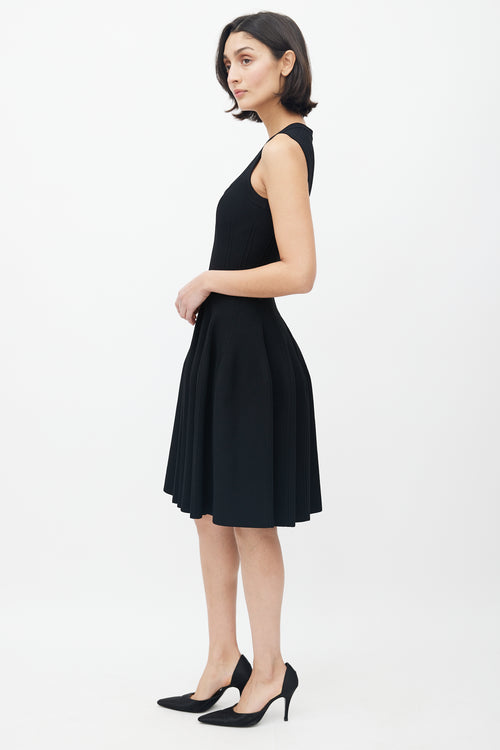 Alaïa Black Knit Sleeveless Tulip Flare Dress