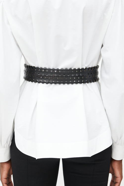 Alaïa Black Leather Cut Out Belt