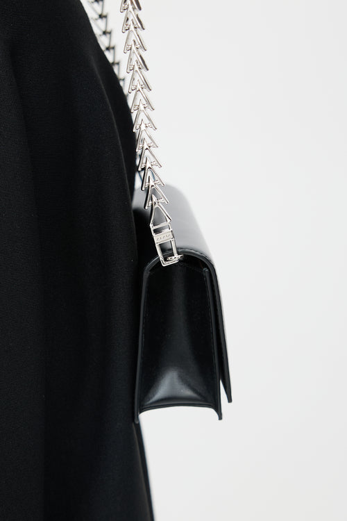 Alaïa Black Leather & Silver Herringbone Chain Bag