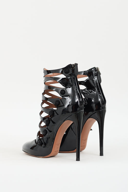 Alaïa Black Patent Leather Caged Heel