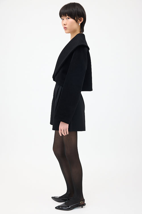 Alaïa Black Shawl Collar Cropped Jacket