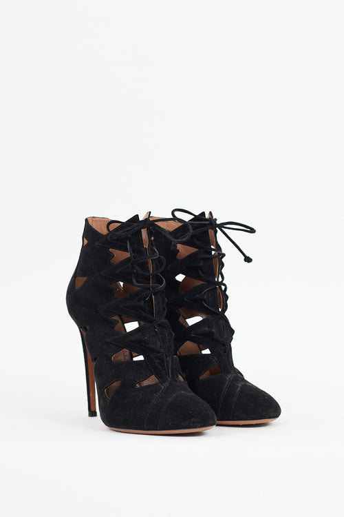 Alaïa Black Suede Cut Out Boot