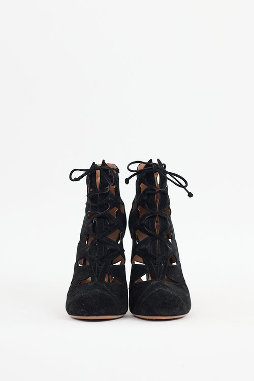 Alaïa Black Suede Cut Out Boot