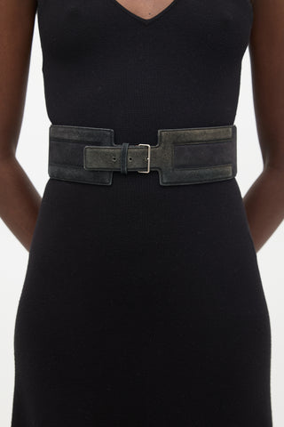 Alaïa Black Suede Wide Cutout Belt