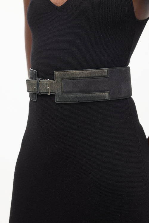 Alaïa Black Suede Wide Cutout Belt