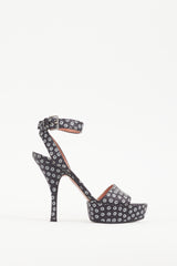 Alaïa Black & White Dotted Woven Leather Heel