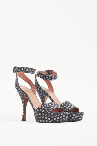 Alaïa Black & White Dotted Woven Leather Heel