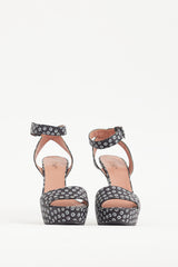 Alaïa Black & White Dotted Woven Leather Heel