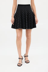 Alaïa Black & White Embroidered Dot Mini Skirt
