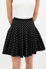 Alaïa Black & White Embroidered Dot Mini Skirt