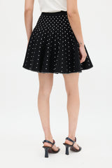 Alaïa Black & White Embroidered Dot Mini Skirt