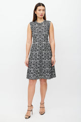 Alaïa Black & White Floral Wool Dress