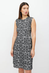 Alaïa Black & White Floral Wool Dress