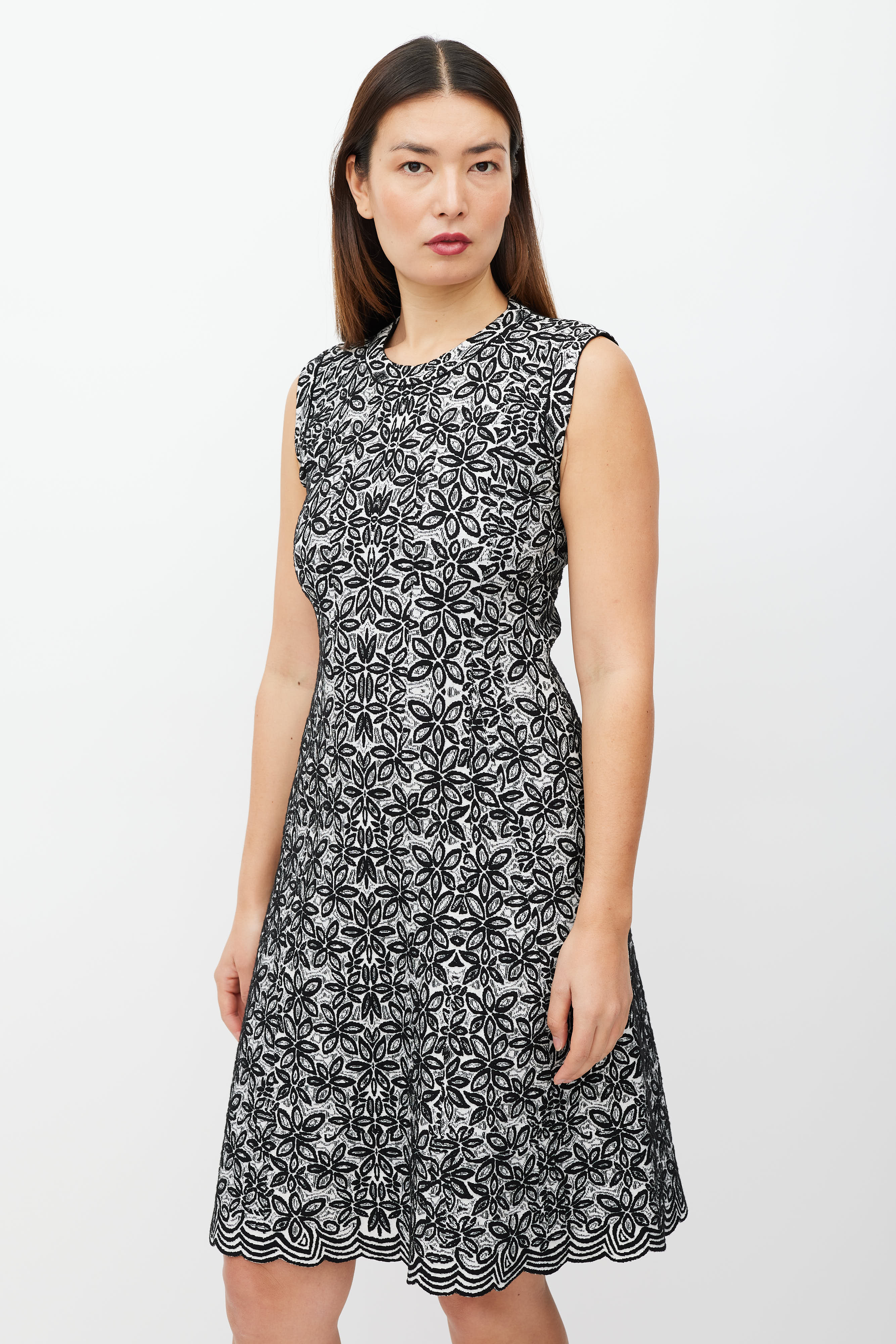 Alaïa // Black & White Floral Wool Dress – VSP Consignment