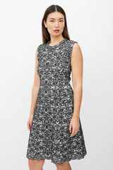 Alaïa Black & White Floral Wool Dress